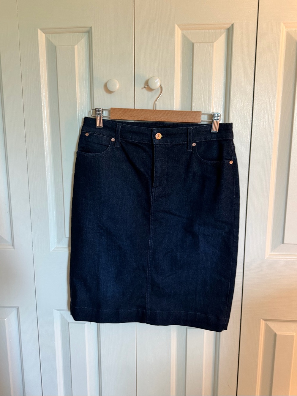 Talbots Classic Dark Blue Denim Pencil Skirt - Women's